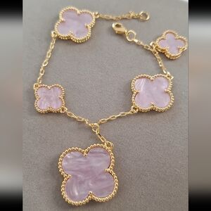 Lilac Enamel big Dangle clover bracelet